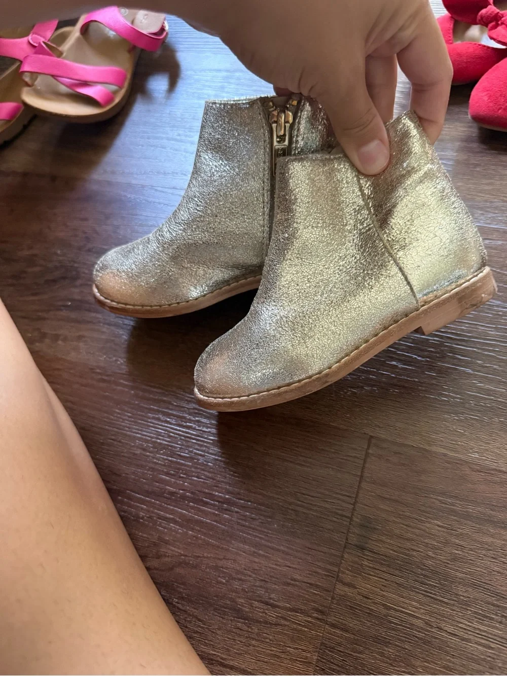 Janie and Jack Metallic Gold Glitter Kids Ankle Boots